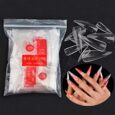 500 Piezas Largo Puntas de Uñas Postizas de Stiletto de Color Transparente – 10 Tamaños – Artificial de Acrílico de Falso Uñas Clavo Para Familia de Bricolaje o Uso Profesional del Salón Tips