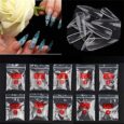 500 Piezas Largo Puntas de Uñas Postizas de Stiletto de Color Transparente – 10 Tamaños – Artificial de Acrílico de Falso Uñas Clavo Para Familia de Bricolaje o Uso Profesional del Salón Tips