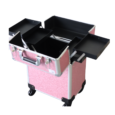 1 Maleta para Maquillaje Uñas Peluqueria Profesional, Maletín para Maquillaje, con 4 Ruedas del Tipo Multidireccional, con 4 Bandejas, para Viaje Trabajo ROSA