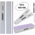 Lima de Uñas HANNA 100/180 /Pack de 10 limas Cuadrara
