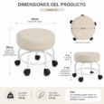 Taburete Profesional para Pedicura con Ruedas de 5 Patas