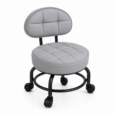 Taburete Profesional para Pedicura con Respaldo y Ruedas 360°
